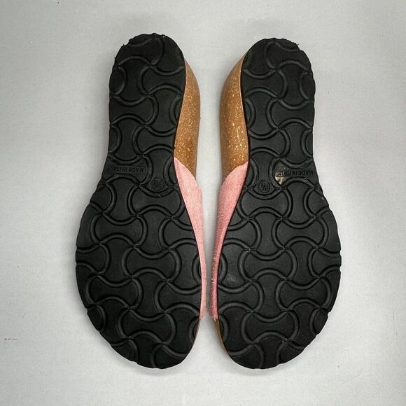 Marina Luna Sandals Women's Size 6.5 Pink Suede Floral Cork Slide Flip Flops - Picture 9 of 12